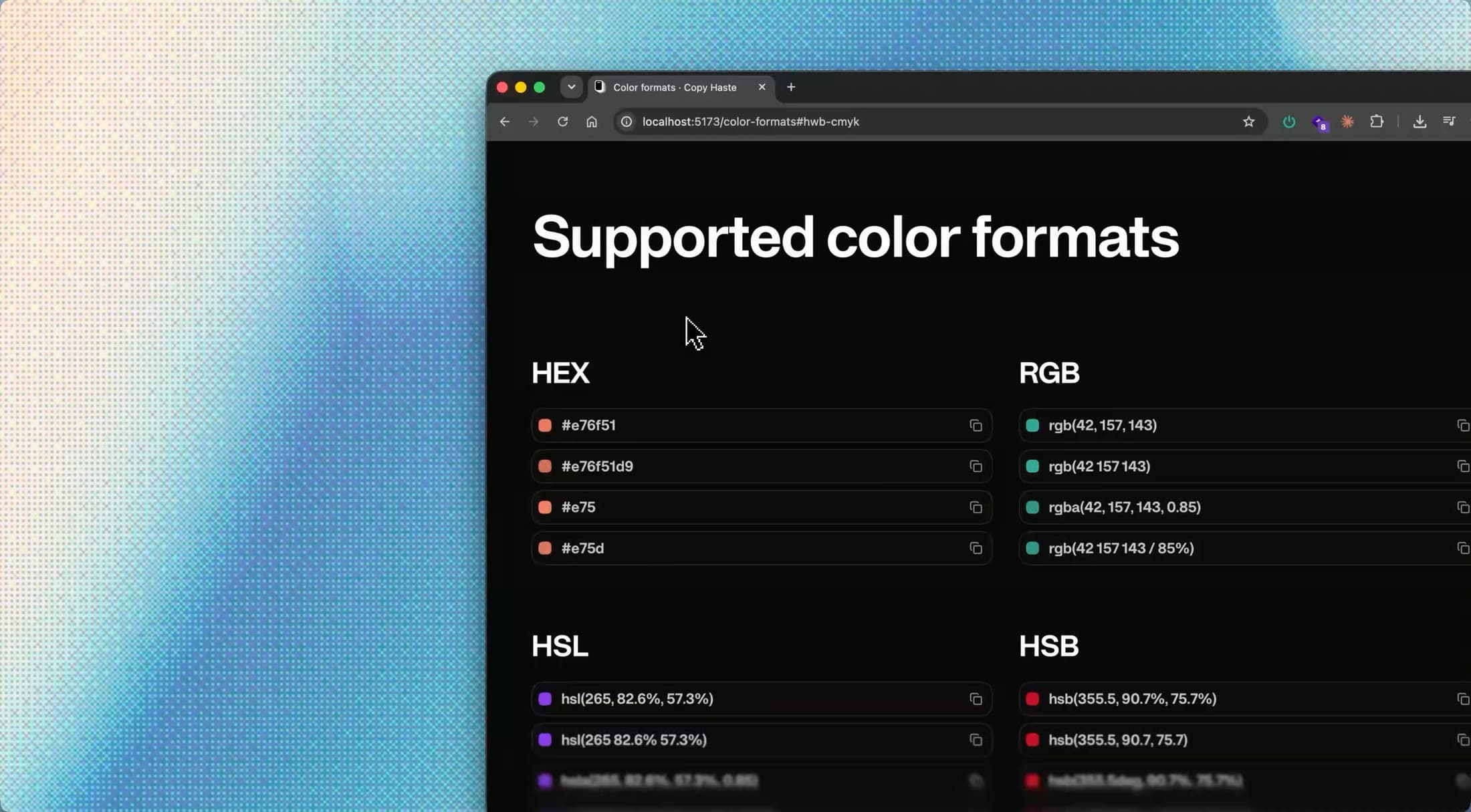 Color formats